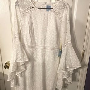 Sz 6CeCe by Dillards! White eyelet dress! New! MIDI length! Special occasions!